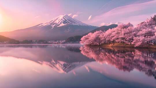 富士山樱花视频素材模板下载