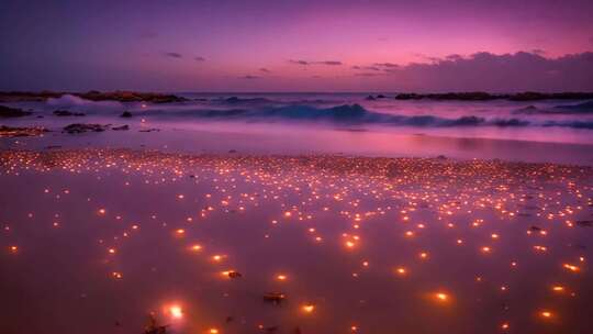 海滩夜晚发光生物美景