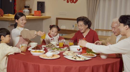 2025年蛇年春节一家人过新年中国年夜饭