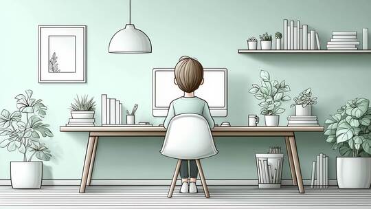 专注办公人员居家高效工作场景
