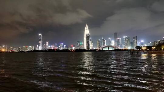4K实拍深圳南山CBD大楼夜景延时摄影