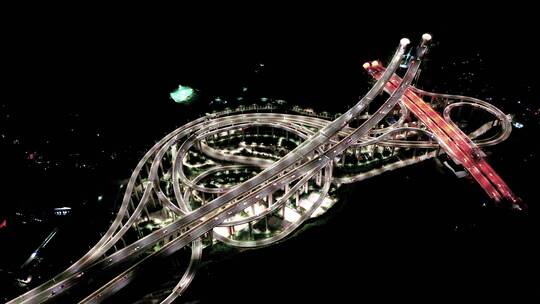 航拍全国最复杂公路立交桥-黔春立交桥夜景