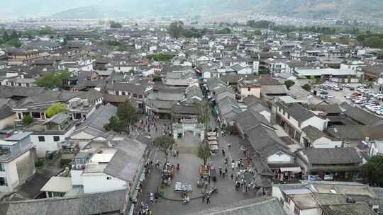 云南大理喜洲古城著名旅游景区航拍