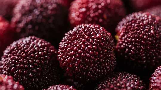 新鲜杨梅微距特写画面