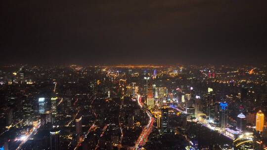 上海黄浦区夜景航拍