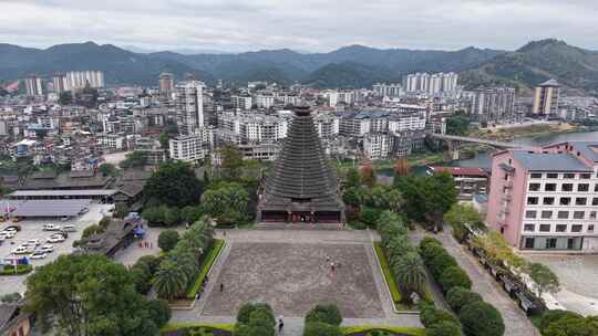 广西柳州三江多耶广场三江鼓楼航拍