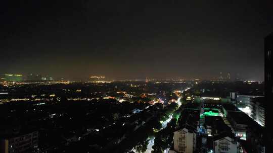 江苏苏州城市夜景大景航拍