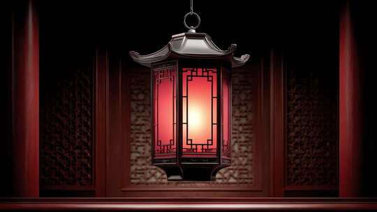 唐风灯笼悬挂于古色建筑之中