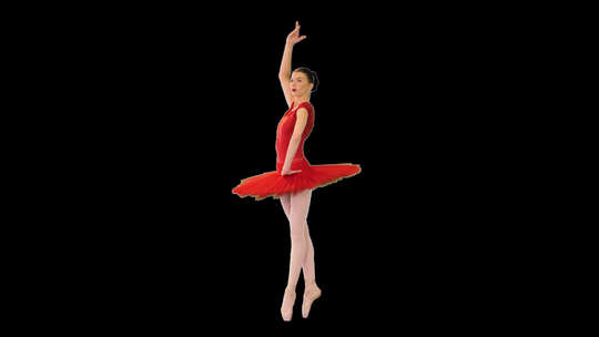 穿着红色芭蕾舞裙的芭蕾舞演员视频素材模板下载
