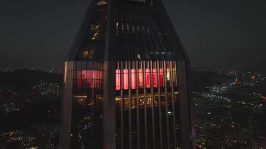 航拍深圳平安金融中心玻璃幕墙反光夜景灯光