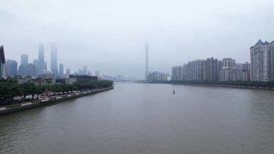 雨后的珠江江面航拍