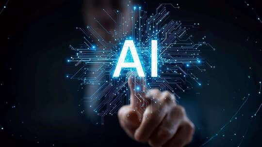 手指点击虚拟AI符号画面