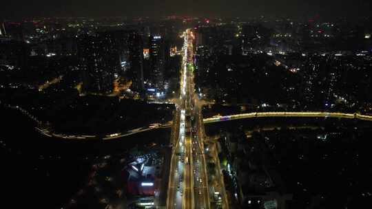 成都城市夜景交通东二环航拍