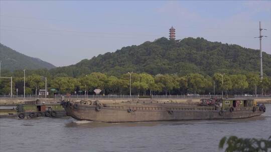 【空镜】4K江南运河货船-log原片-长镜头视频素材模板下载