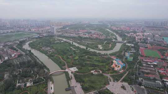 河北沧州城市风光航拍视频素材模板下载