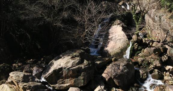 浙江天台琼台仙谷山谷山涧溪流美丽自然风光