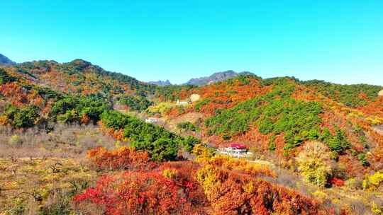 航拍色彩缤纷的辽宁千山秋景