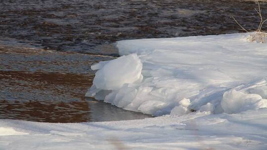 初春冰雪融化河流潺潺