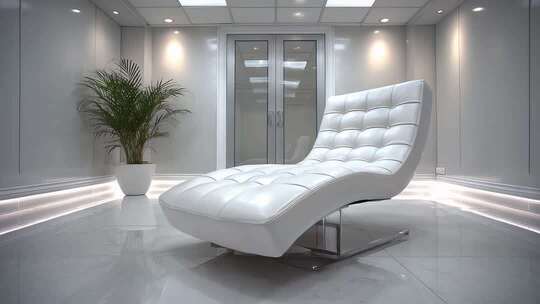 极简主义风格白色躺椅在现代室内空间
