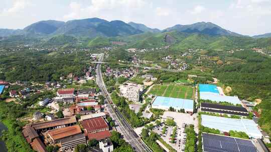 杭州余杭乡村道路风景航拍