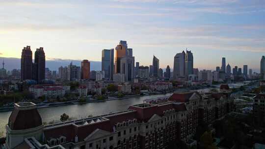 天津海河风景线 城市建筑风光航拍