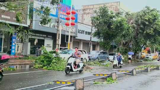 台风摩羯灾后情况4k素材