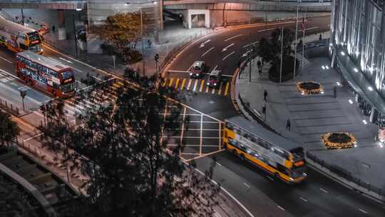 多视角航拍香港城市夜景车水马龙