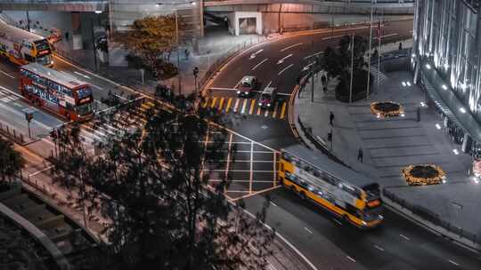 多视角航拍香港城市夜景车水马龙视频素材模板下载