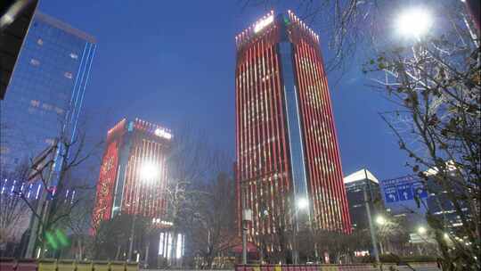 北京亦庄大楼 日转夜延时视频素材模板下载