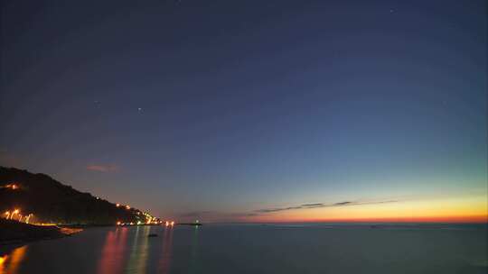 海岸线日落到满天繁星的星空视频素材模板下载