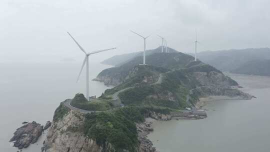 原创航拍LOG台州玉环1号公路风力发电4K-1-2