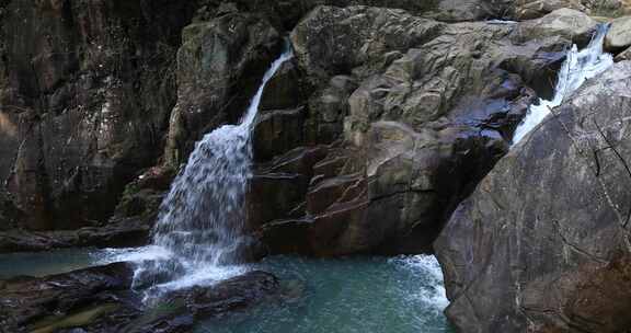 浙江天台琼台仙谷山谷山涧溪流美丽自然风光