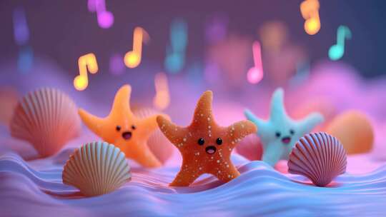 梦幻卡通海星贝壳音乐背景素材