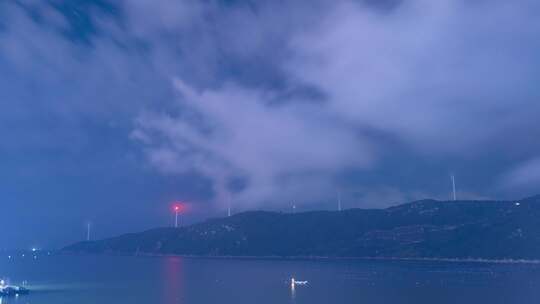 福建霞浦海边风车星空延时