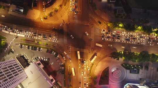 航拍武汉城市建筑夜景