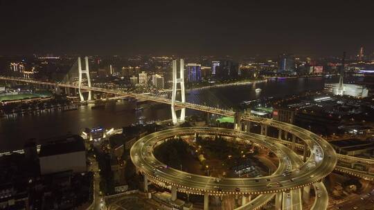 上海南浦大桥上海桥梁交通夜景地标航拍