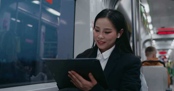 女性电脑下班办公商务工作加班
