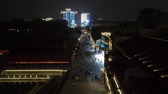 航拍福建漳州古城历史文化古建筑夜景灯光