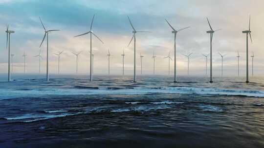 海上风力发电 清洁能源 新能源 风车