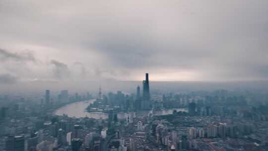 上海浦西天际线航拍视频素材模板下载