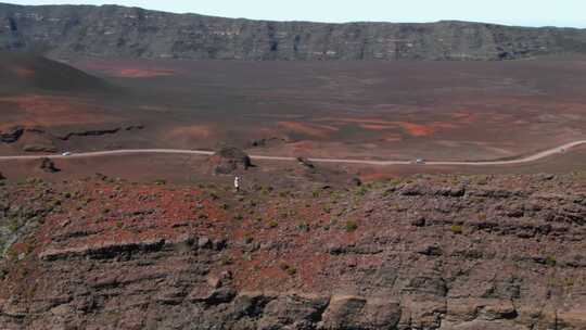 火山，火山口，人，徒步旅行