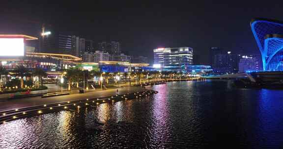 珠海金湾艺术中心夜景航拍