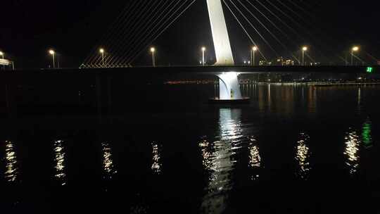 深圳后海跨海大桥夜景航拍空镜