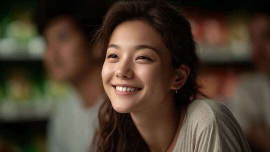 明媚笑容洋溢美好生活瞬间
