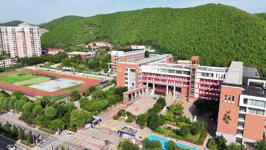 济南艺术学校/学校校园全景航拍素材