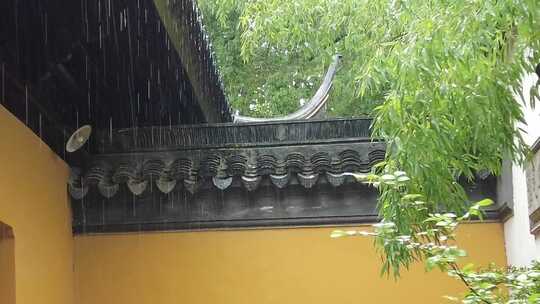 江南烟雨下雨素材苏州北寺塔实拍