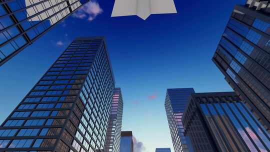 纸飞机飞过城市