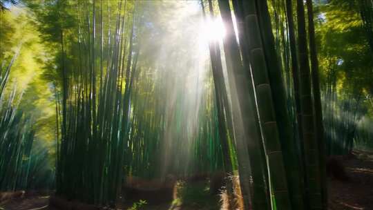 阳光透过竹林的自然风光景象