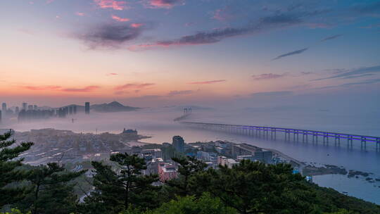 大连,星海湾跨海大桥,平流雾,星海湾