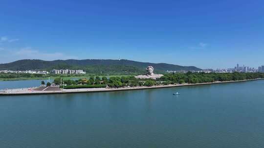 长沙橘子洲景区橘子洲大气航拍